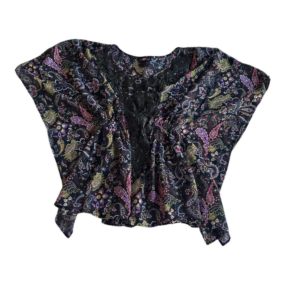Ultra Flirt Sheer Floral Kaftan Style Blouse